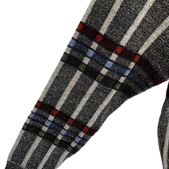 Goldberg Winter Wear 3D Knit V-Neck Sweater Gray Striped Geometric Pattern, 40 - Picture 5 of 8